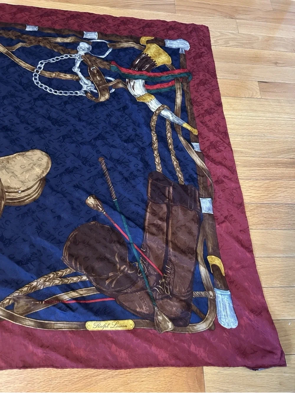 Vintage Ralph Lauren Purple Label Silk Scarf Equestrian Polo Italy 34x33 Luxury